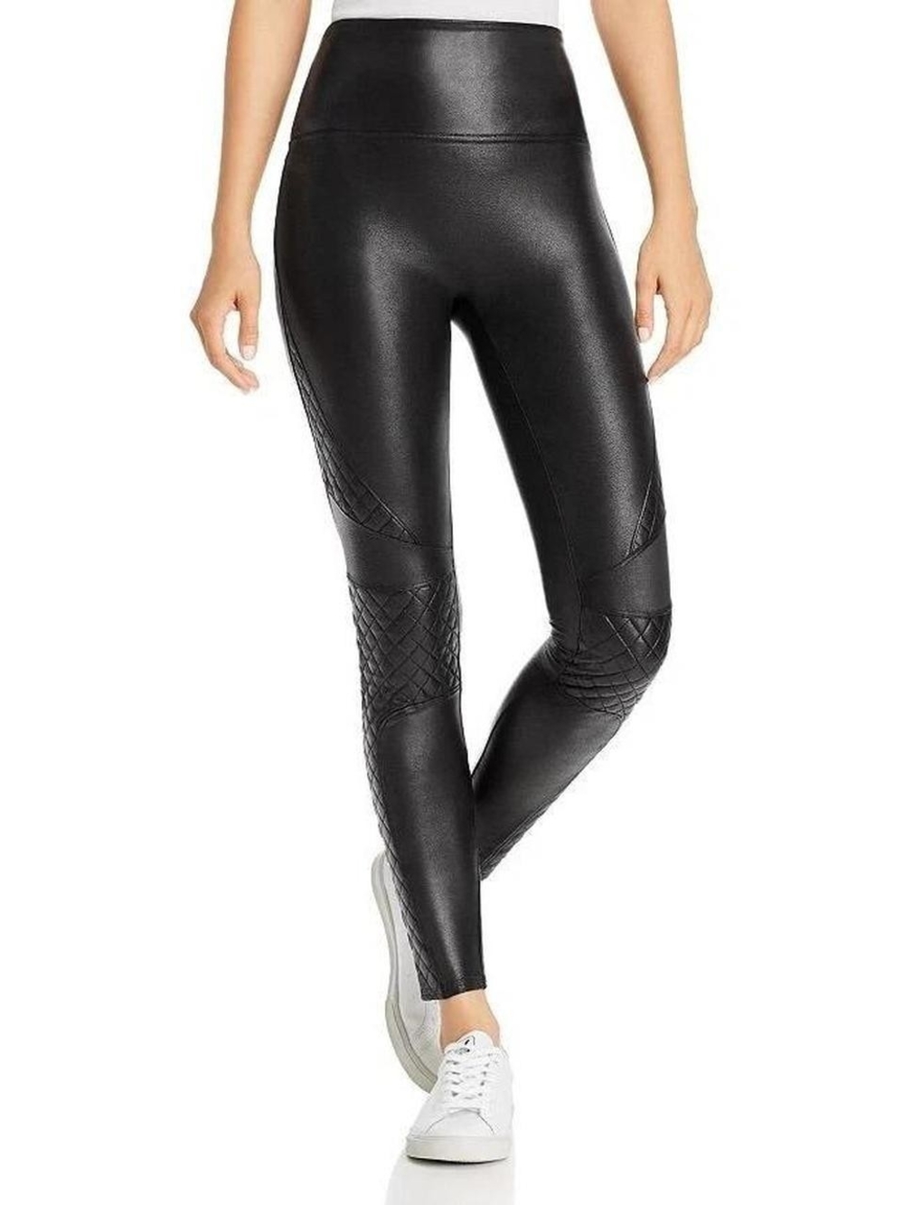 SPANX Black Faux Leather Quilted Leggings